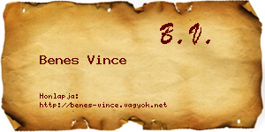 Benes Vince névjegykártya